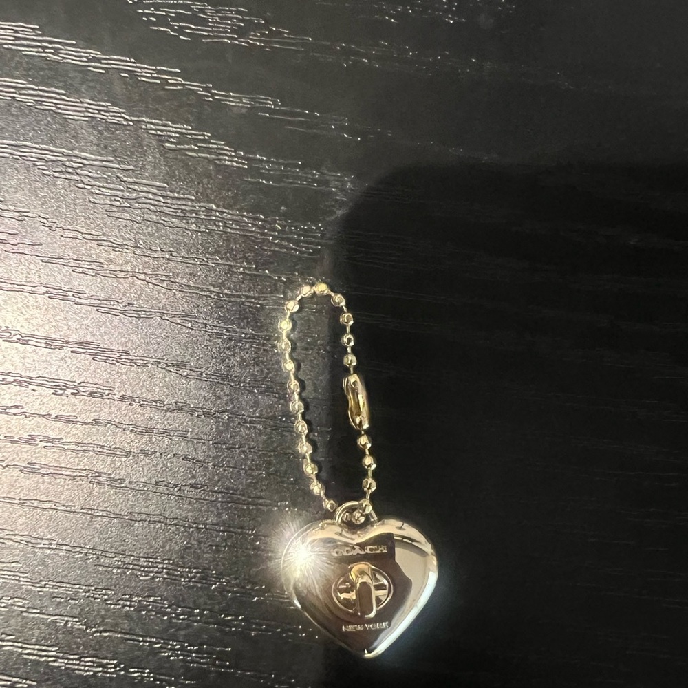 Coach Gold Heart Turnlock Keychain Charm - Picture 2 of 3